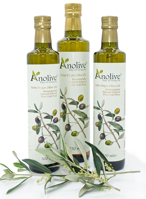 Anolive olive oil in bottles